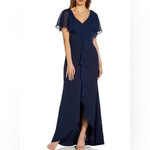 Adrianna Papell Chiffon Navy Gown